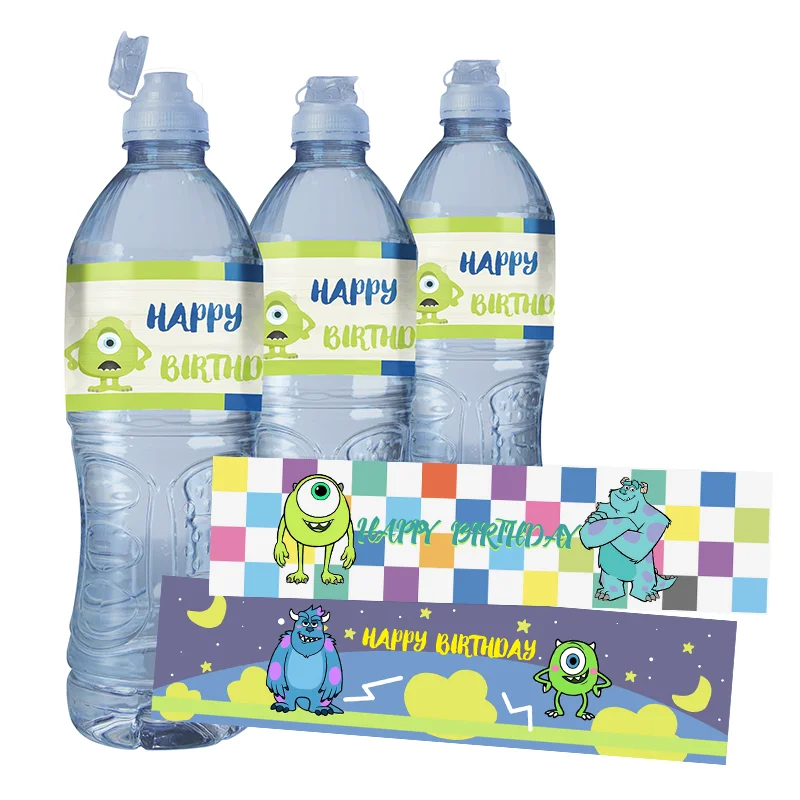 Monsters University Party Dekor Wasserflasche Aufkleber Etiketten Babyparty Mike Sullivan Thema, Kindergeburtstag Partyzubehör, 24 Stück