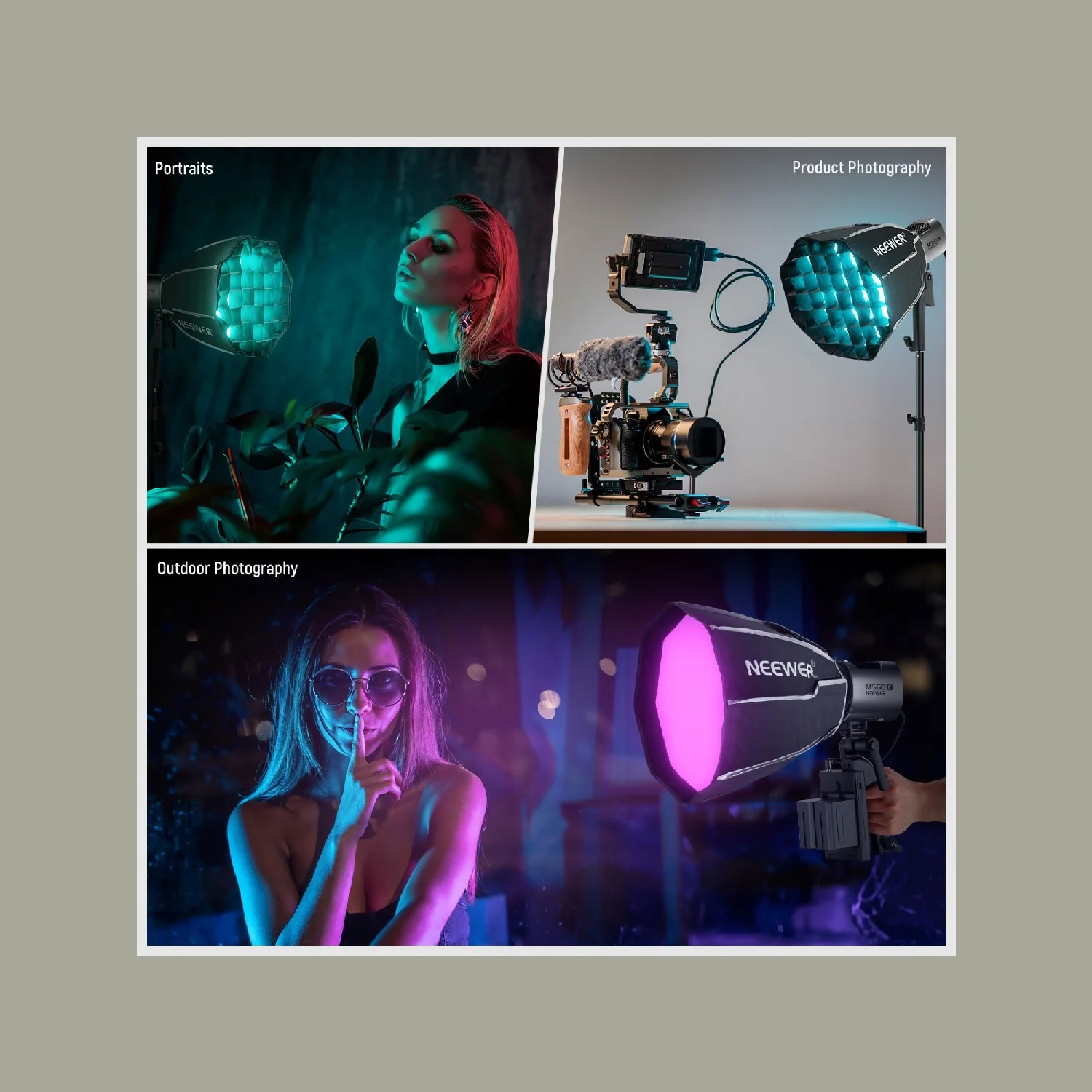 니워 12인치/30CM 옥타곤 소프트박스 LED 비디오 조명용, 스튜디오 인물 사진, 유튜브, 브이로그 조명에 적합