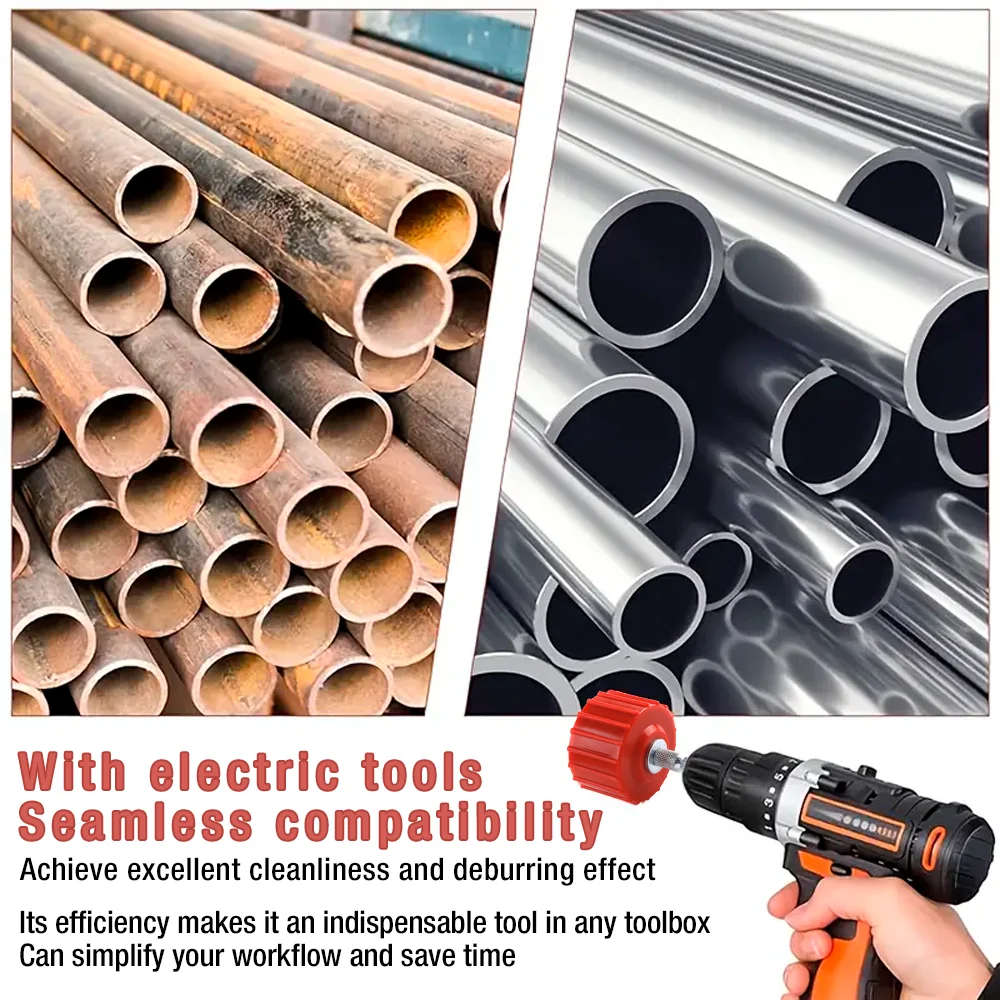 3/9-teilige Rohrreinigungsbürste, 1/2-Zoll-, 3/4-Zoll- und 1-Zoll-Außenreinigungswerkzeug für Metallrohre, 8-19-mm-Bohrer-Reinigungsbürste aus Edelstahl, Werkzeug zur Rostentfernung von Metallrohren – Detail 8