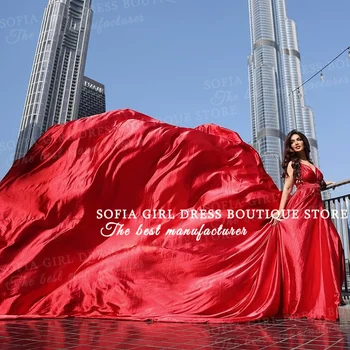 Sofia Colorful A Line Evening Dress Long Train Party Dress Flying Dress Celebrity Gala Gown Arabic Women فساتين منا Customized 1