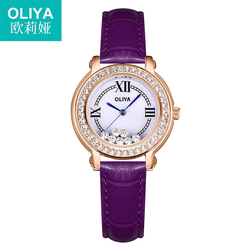 

Elegant woman watch steel strap fashion woman glamour rolling shiny diamond blue face student watch zegarek damski reloj muje