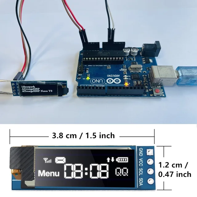 0,96-дюймовый модуль OLED-дисплея SSD1306 I2C IIC SPI Serial 128X64 ЖК-дисплей 4-контактный желтый синий белый синий для Arduino (контактные разъемы пайки) 6