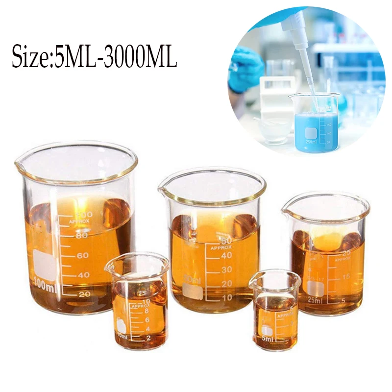 

3000ml-5ml Pyrex Glass beaker Borosilicate GG-17 Graduated Beakers Measuring Glass Chemistry Beakers