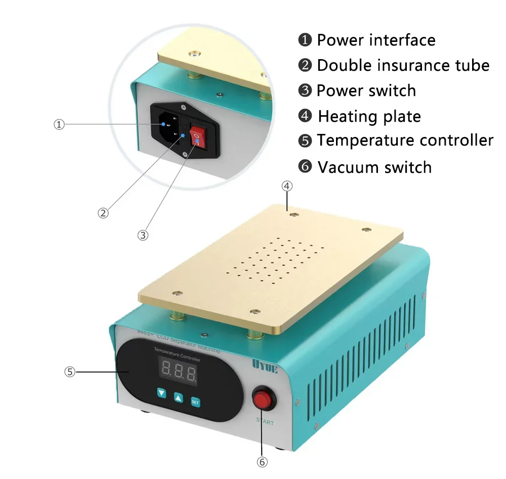 Screen Separator 948S+ LCD Touch Screen Separator Machine Kit 7 inch for iPhone Separator Screen Repair Machine Build-in Vacuum Pump