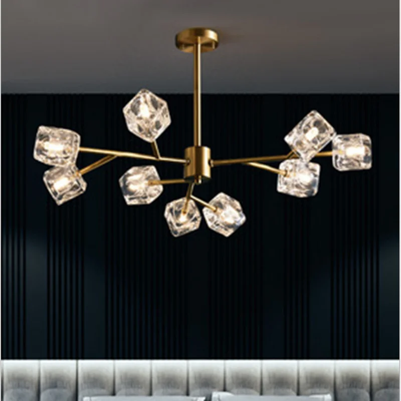 

Nordic Post-Modern Bedroom Led Crystal Lamp Pendant light Creativity Simplicity Copper Metal Iron Decorative Lights Living Room