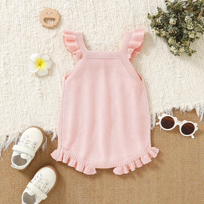 Body per Neonata 0-18 Mesi, Abbigliamento alla Moda con Volant Senza Maniche, Tutina in Maglia per Neonati, Pagliaccetto in Cotone per Bambini - immagine 2