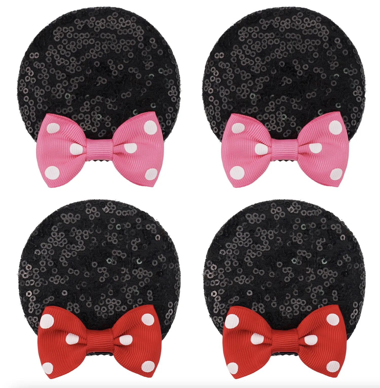 2Pcs Sequin Mouse Ears Hair Clips Glitter Hair Bows Cute Mice Ears Hair Clip Barrettes for Women Girls Hair Accessories forParty 2pcs set sequin gauze hairpins for girls bow glitter hairpins colorful bowknot hairgrips baby girls hair accessories wholesale