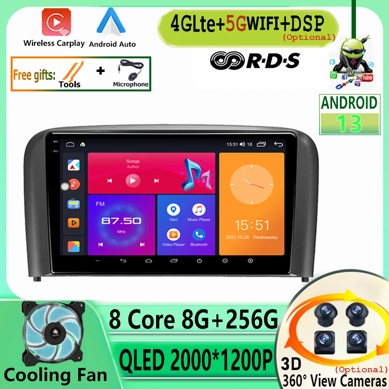 

For Volvo S80 1998 - 2006 Car Auto Radio Multimedia Android 13 Video Player Navigation GPS Stereo Wireless Carplay DSP IPS BT