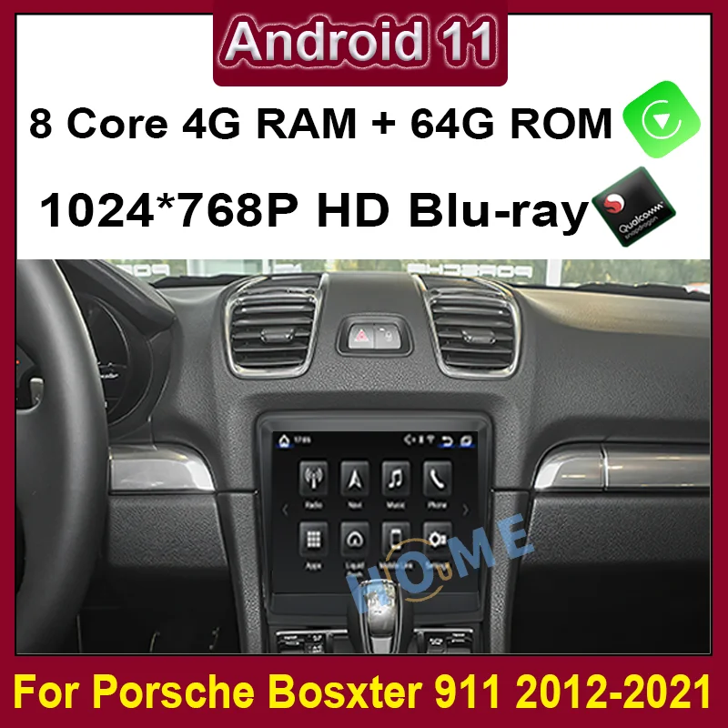 

Android 11 Snapdragon 8Core 4+64GB Car Radio GPS for Porsche 718 Boxster 911 2012-2021 with IPS HD Screen DSP 4G carplay 4GLTE