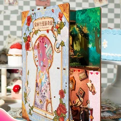 DIY Wooden Book Nook Shelf Insert Kits Princess Alice in Wonderland Bookends Toy Bookshelf for Friends Gifts Home Decoration