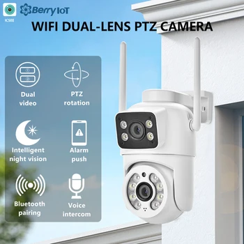 4MP Outdoor waterproof Surveillance Camera Dual Lens Dual Screen Auto Tracking IP Video Wifi PTZ Camera CCTV Two Way Audio ICSEE 1