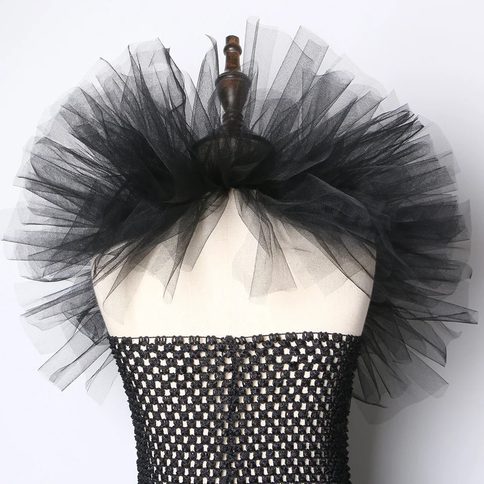 MAXHJX Maleficent-kostuum voor meisjes, met vleugels, prinsessenjurk, tule jurk, feestjurk, engelenvleugels, Halloween, carnaval, verkleden, feestjurk, outfits (M 105-120 cm