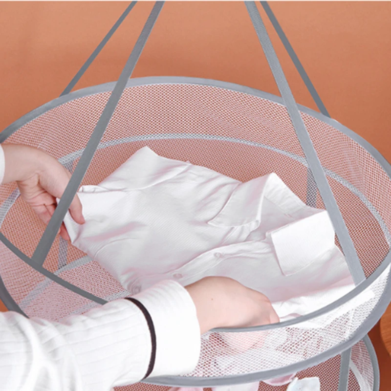 Clothes Drying Basket Hanging Sweater Net Pocket Thickened Anti-Deformation Cardigan Drying Rack Socks Drying Bag Double Layer 5