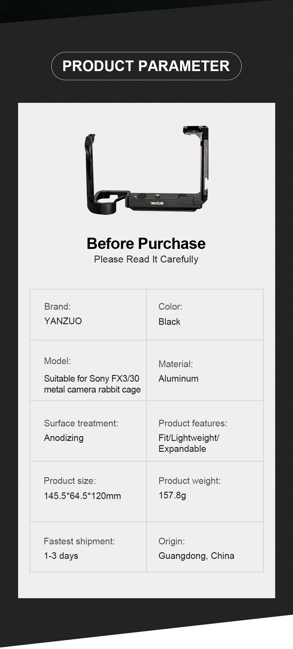 DSLR Camera Cage For Sony FX3/FX30 Camera Metal Rabbit Cage Micro-Single Cameras