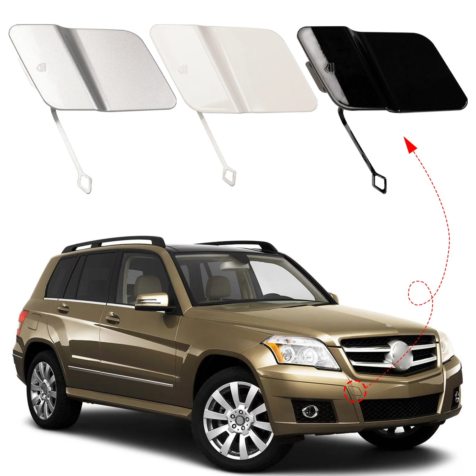 White Tow Hook Trimla Front Tow Cover Fit 12-15 Mercedes Benz GLK X204 AMG Line For GLK200 GLK220 Front Bumper Tow Hook Cover