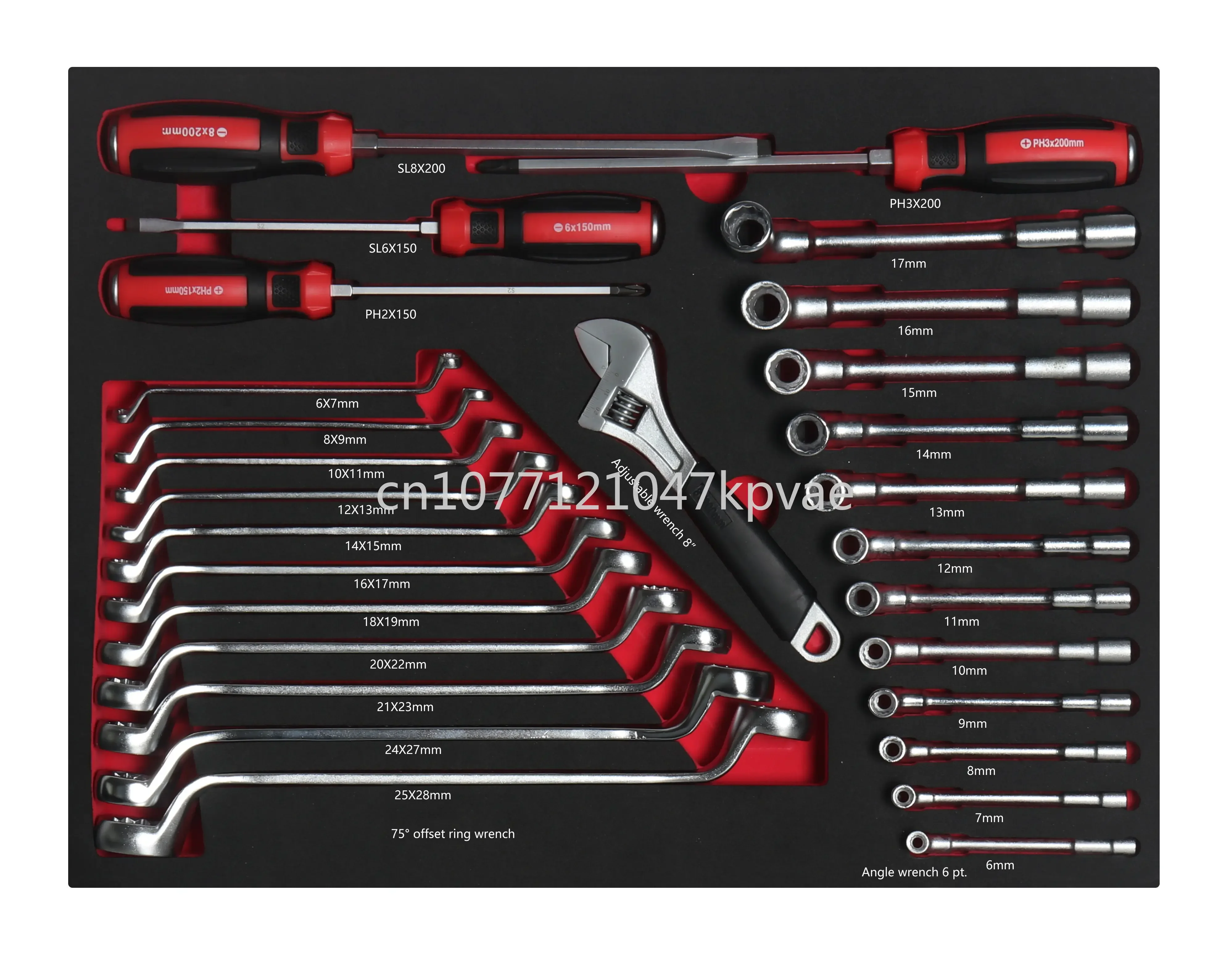 

28pcs eva foam tray universal double off ring box end wrench spanner set 8-19mm l socket key hand tools