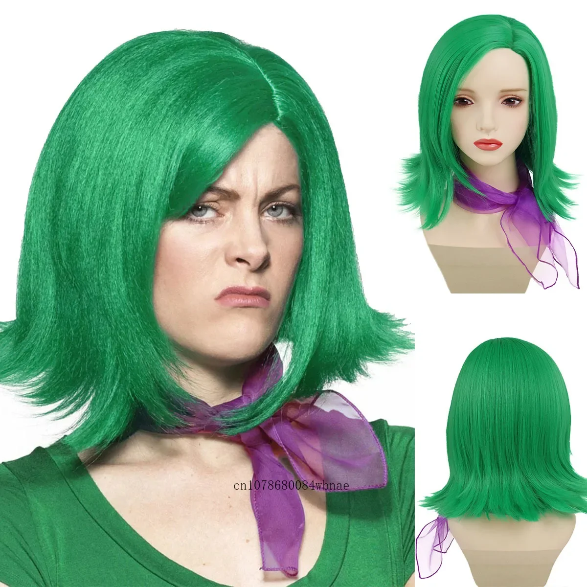 Synthetic Green Wig Short Curly Bob Wig for Women Movie Emotion