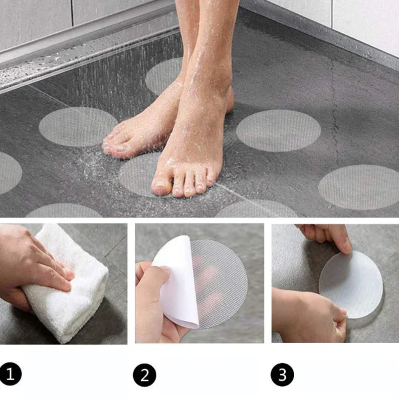Anti Slip Stickers 6/12PCS Bathroom Slip Transparent Non-Slip Tape Anti-Slip Strips Shower Stickers Square Round Flower Shaped