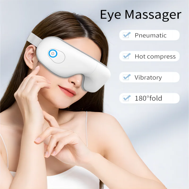 Massaggiatore Per Occhi Con Calore E Vibrazione, Maschera Pieghevole Con Bluetooth E 5 Modalità, Regalo Relax Per Lei E Lui