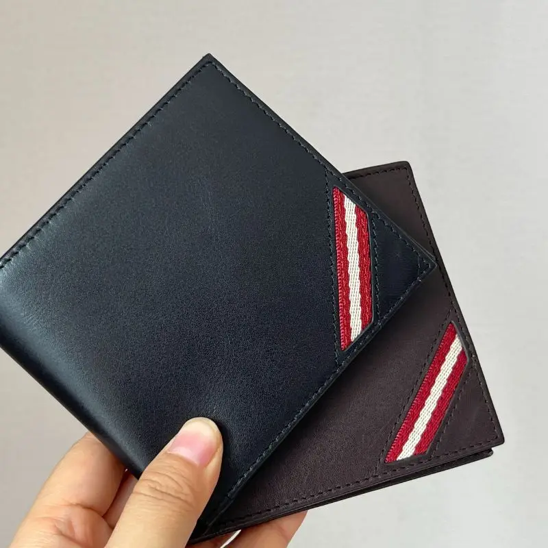 

with logo imported waxed cowhide leather men's wallet, top quality