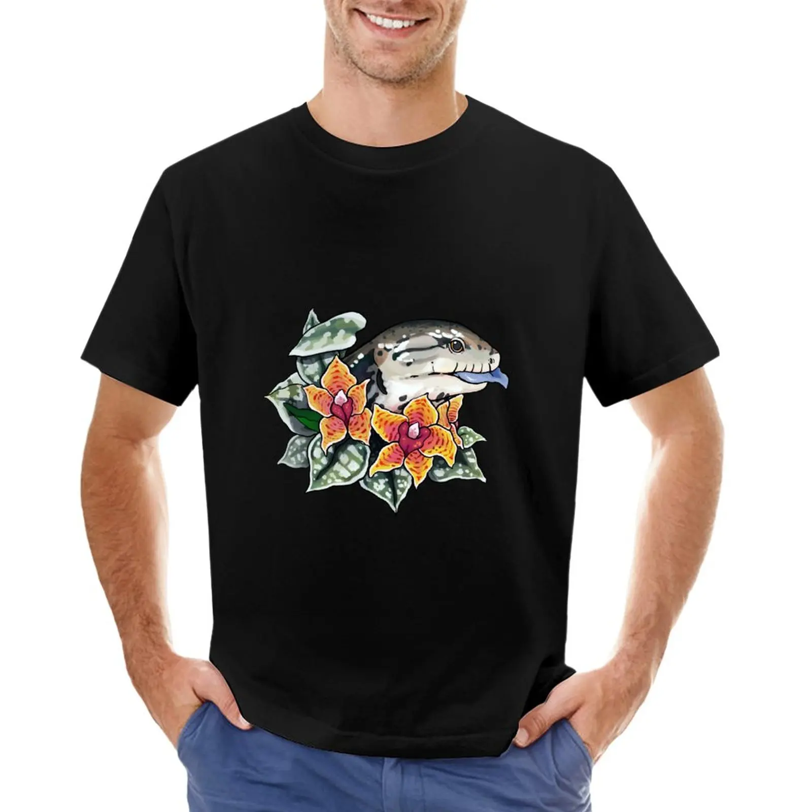 

Pastel Blue Tongue Skink T-Shirt hippie clothes boys animal print shirt heavyweight t shirts for men