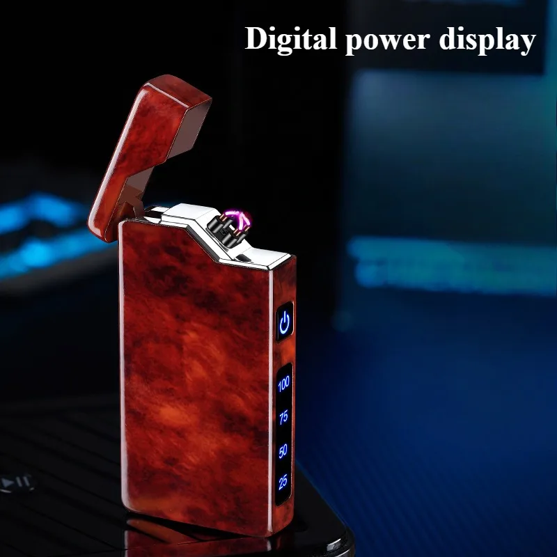 Metal Flameless Windproof Electirc Double Arc Lighter High power Smoking Accessories USB Recharge LED Display Cigarette Lighters 4