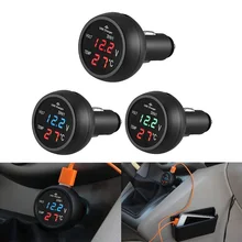 자동 디지털 LED 자동차 전압계 온도계, 자동차 트럭 USB 충전기, 전류 계량기 전압 검출기, 3 in 1, 12 V, 24V, 계량기