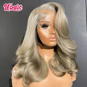 Gray 30inches Highlight Wig Human Hair Colored Gray 13x6 Lace Front Human Hair Wigs for Women Peruvian Remy Wavy Full Lace Wigs