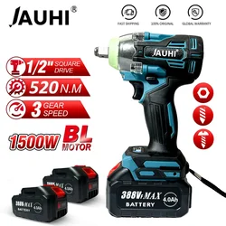 JAUHI 2 IN 1 Brushless Cordless Electric Impact Wrench 1/2 inch Screwdriver Socket Power Tools Compatible for Makita 18V Battery