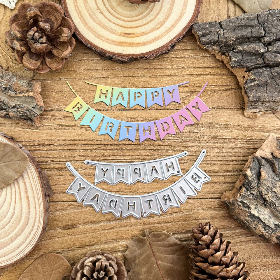 Happy Birthday Letter Metal Die Cuts,Big Words Happy Birthday Frame Background...