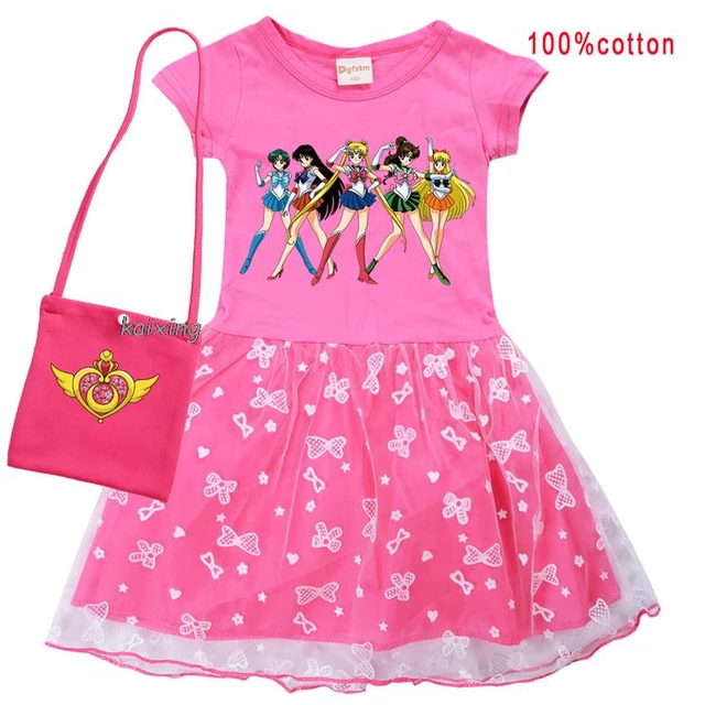 Sailor Moon Cosplay Kids Clothes Girls Costumes Dress And Bag 2Pcs