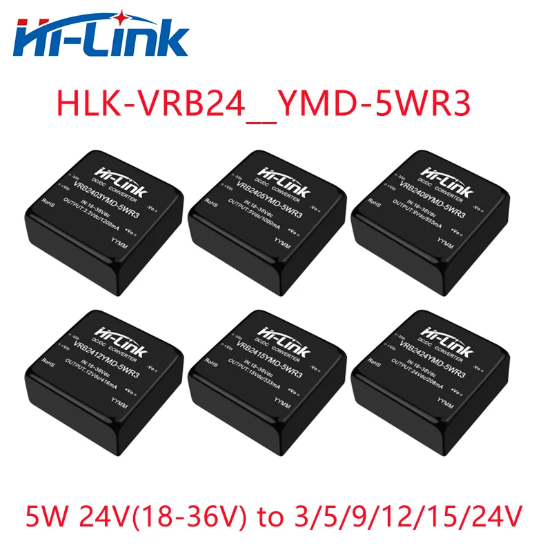 

VRB24xxYMD-5WR3 18-36Vdc to 5W 3.3V/5V/12V/15V/24V DC Converter Module