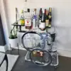 Home Bar Serving Carts 3 Tier Kitchen Carts on Wheels Mobile Bar Carts for Home Kitchen Dining Room Living Room Party, Chrome 5