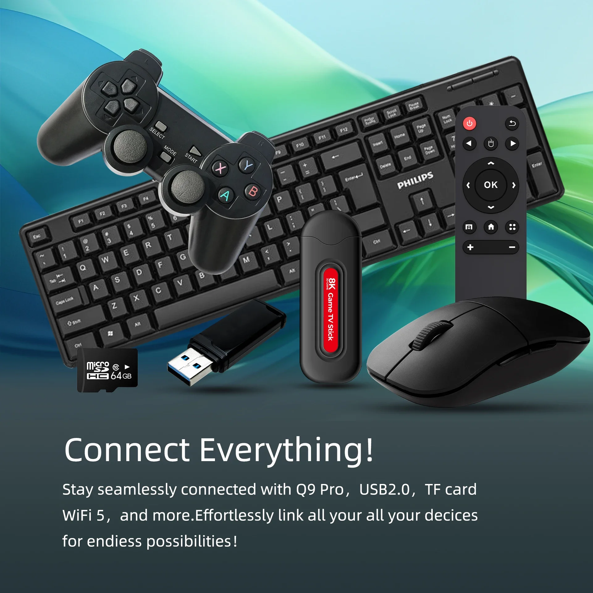 2025 NEW Q9 pro 5G android HDMI USB mini game stick 3D 4k ideo game 2.4G wireless two player supports 14 emulators 40000 games