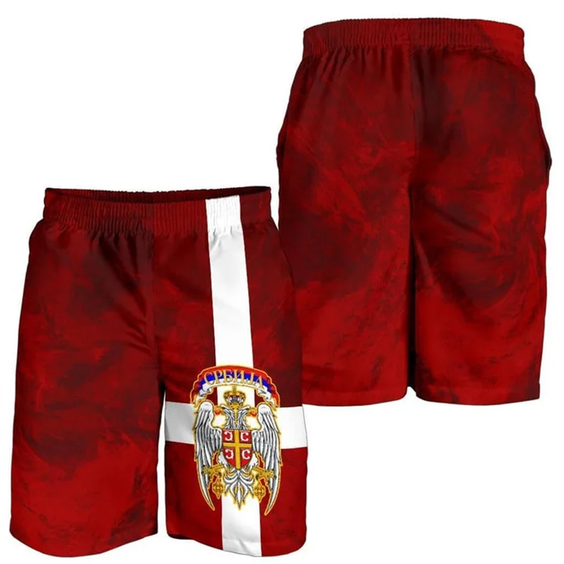 Summer 3d Print Serbia Flag Beach Shorts For Men Quick Dry Surf Board Shorts Popular Sports Swim Trunks Bathing Suits Clothes 4
