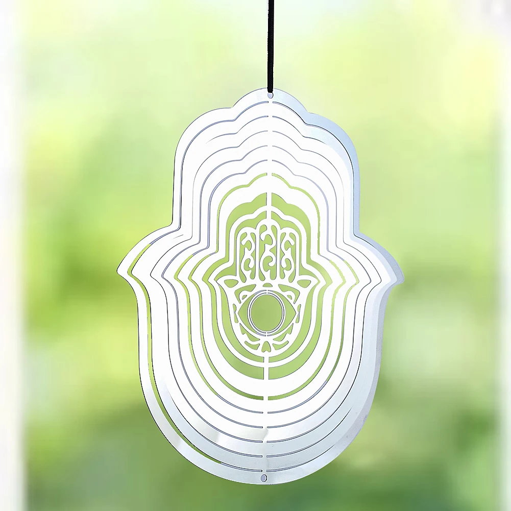 Fatima Hands Hamsa Wind Spinner All-seeing Eyes Pendant Whirligigs Wind Chimes Mascot Hanging Mirror Reflection Bird Deterrent wind bell wind chimes wind chime windmill spinner wind spinner catcher