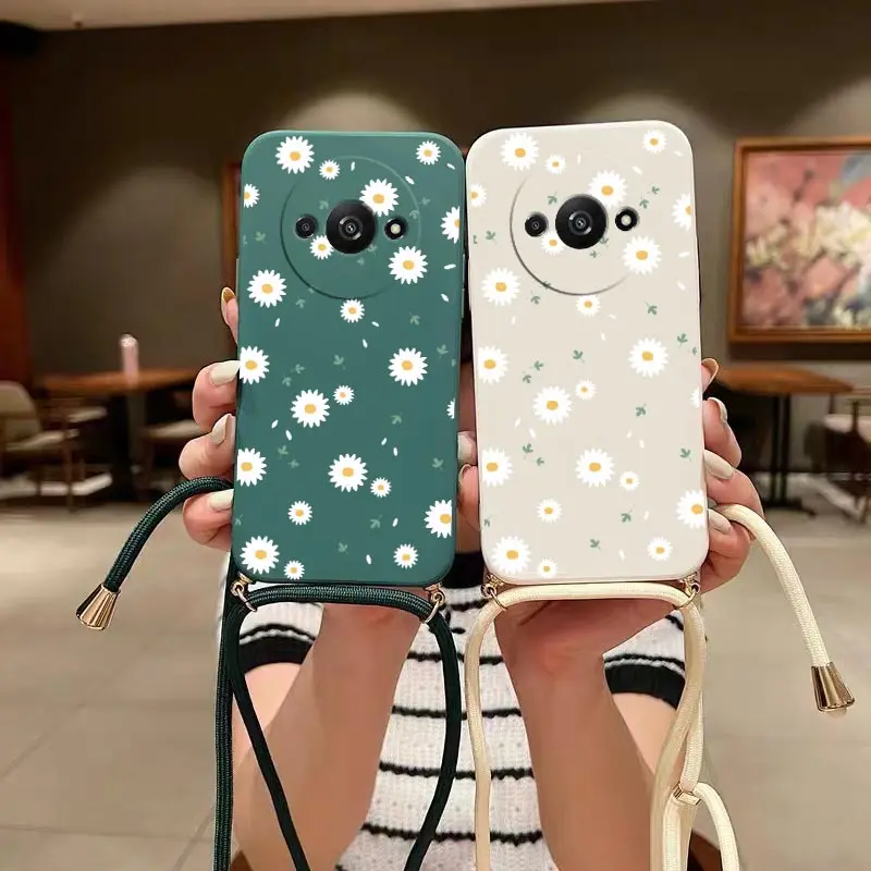 Durable Deciduous Daisies Lanyard Phone Case with Shatterproof Camera Protection and Soft Back Cover