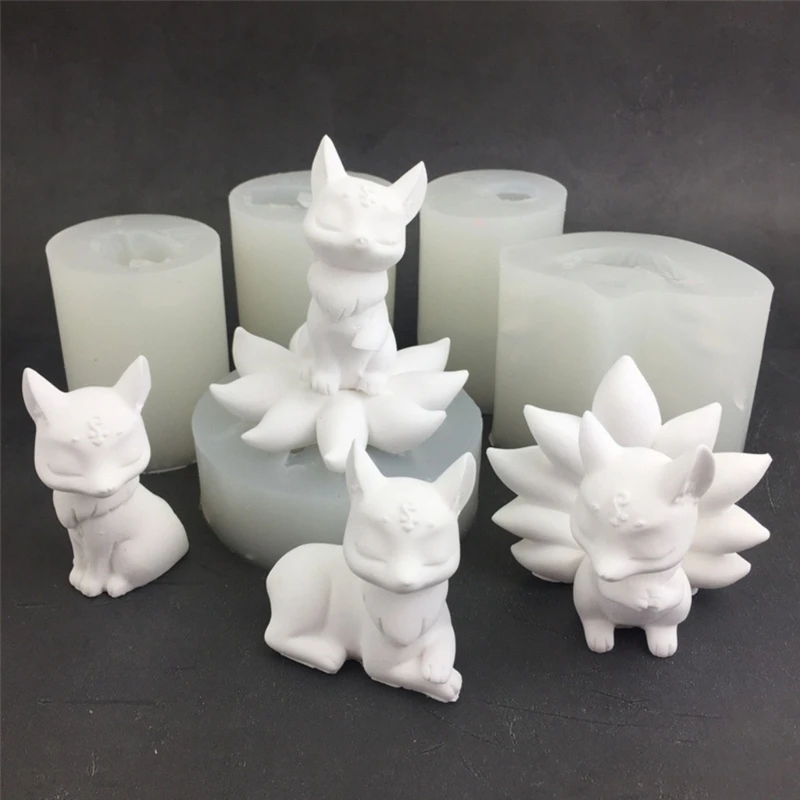 3D Nine-Tailed Fox Resin Mold - Silicone Animal Mold For Epoxy Crafting