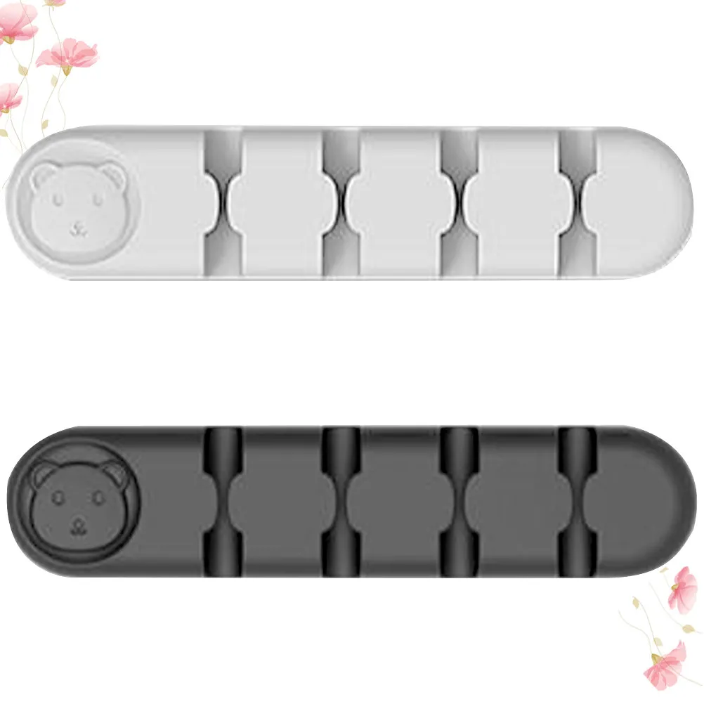 2Pcs 케이블 정리기 자체 접착식 실리콘 코드 홀더 충전용 데스크 와이어 관리 클립 USB 오디오 케이블 관리