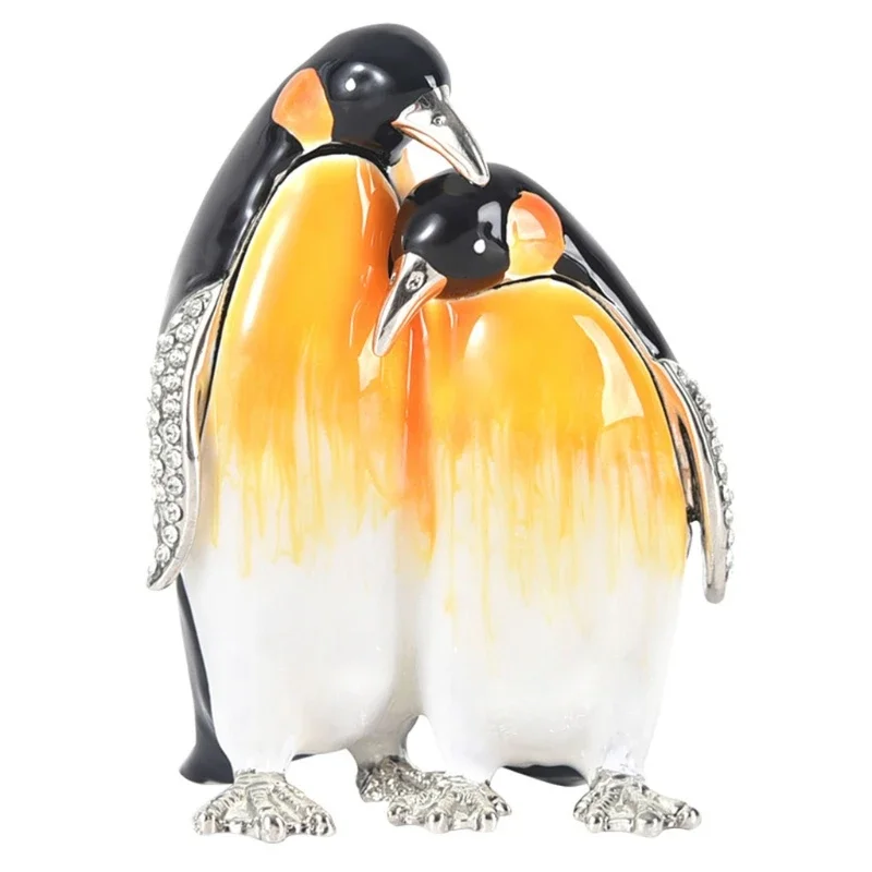 

Penguin Trinket Box with Shinning Rhinestones Hand-painted Accessories Box Shiny Crystal Dropshipping