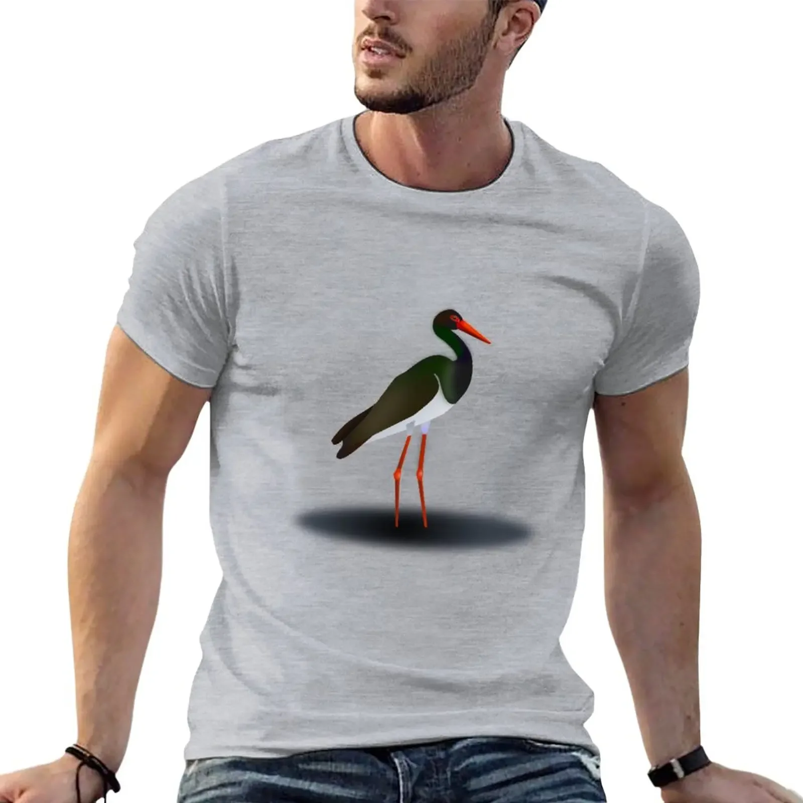

Black stork T-Shirt boys animal print cute clothes Men's t-shirts