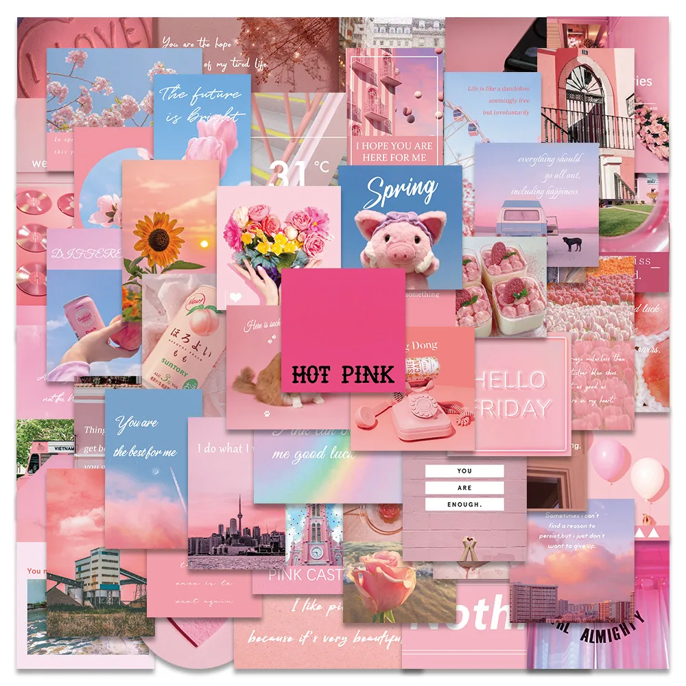 

Стильные милые розовые наклейки в стиле Ins, эстетические наклейки для холодильника, скейтборда, велосипеда, автомобильные наклейки для детей, украшения своими руками, 10/30/50 шт.