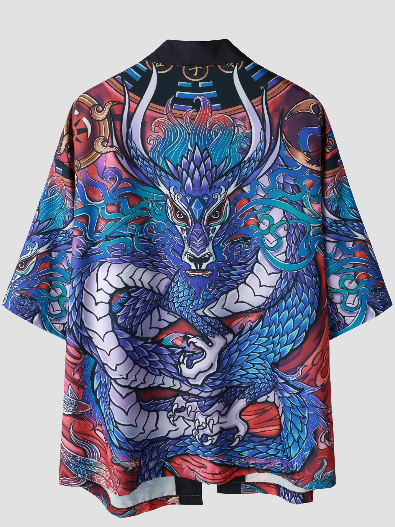 2024 여름 스트리트웨어 기모노 가디건 프린트 남성 일본 캐주얼 오버사이즈 셔츠, 하라주쿠 Y2K 아시아 코스프레