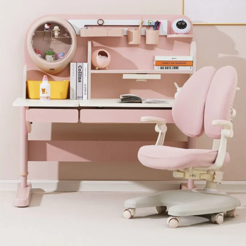 Solid Wood Children's Study Table Liftable Students Household Writing Table Chair Set Escrivaninha Para Quarto Modern Furniture