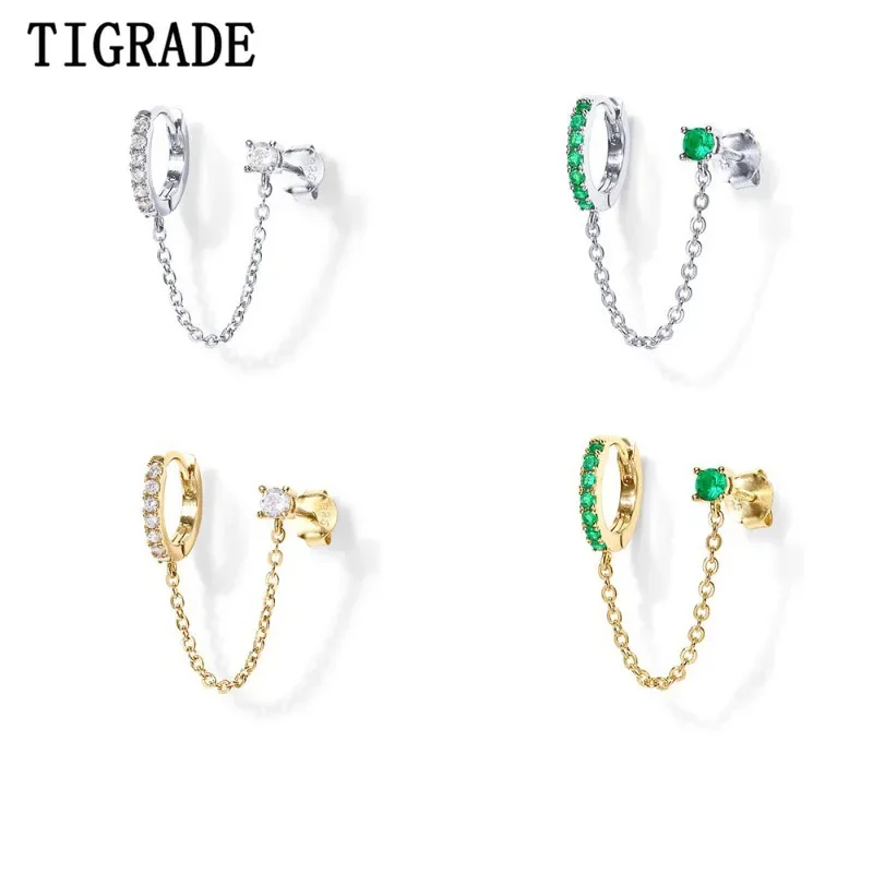 

Tigrade 1pc 925 Sterling Silver Colorful Zircon Ear Clip Tassel Earrings For Women Clip Earrings Chain Hoop Earring Jewelry Gift