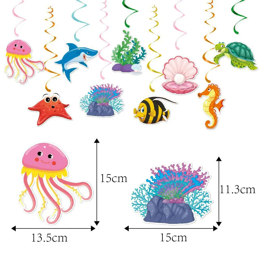 Mermaid Theme Garlands Pendant Aquatic Shell Seahorse Spiral Girl Mermaid 1st Birthday Party Decor Under The Sea Party DIY Favor