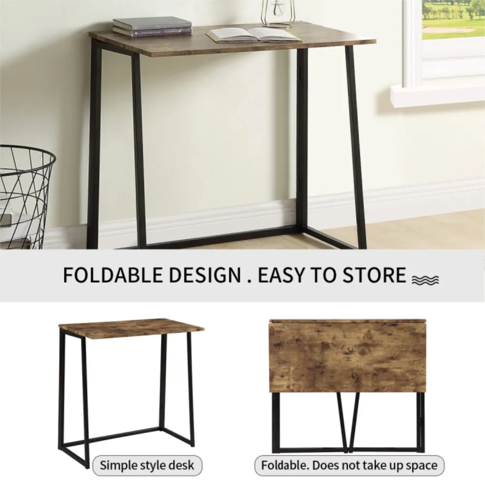 For Small Space Offices No Assembly Small Computer Desk Brown