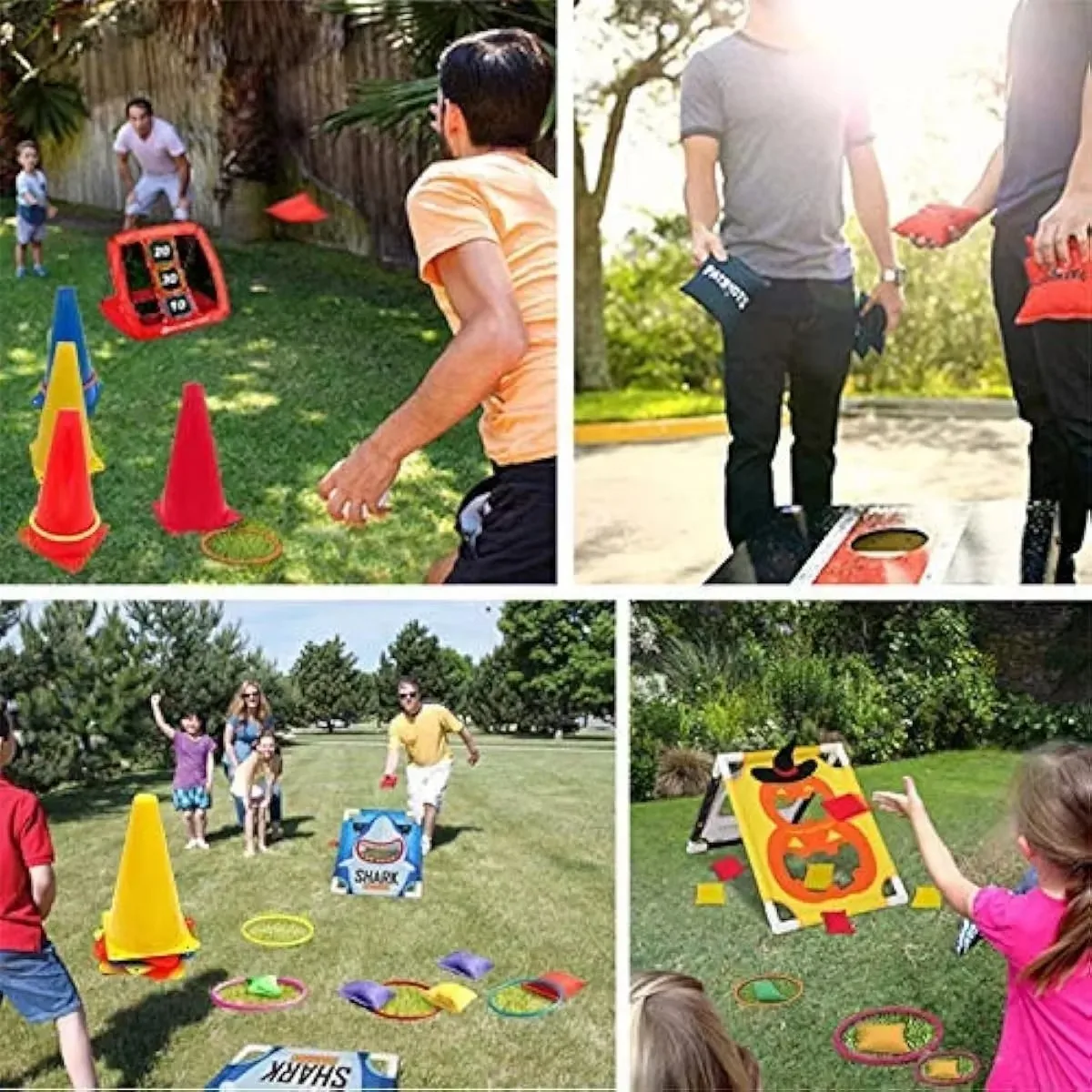 1Set Toss Cones Rings Party Game Kids Toy Outdoor Soccer Football Agility Training Carnival Family Games Yard Combo Set Tools
