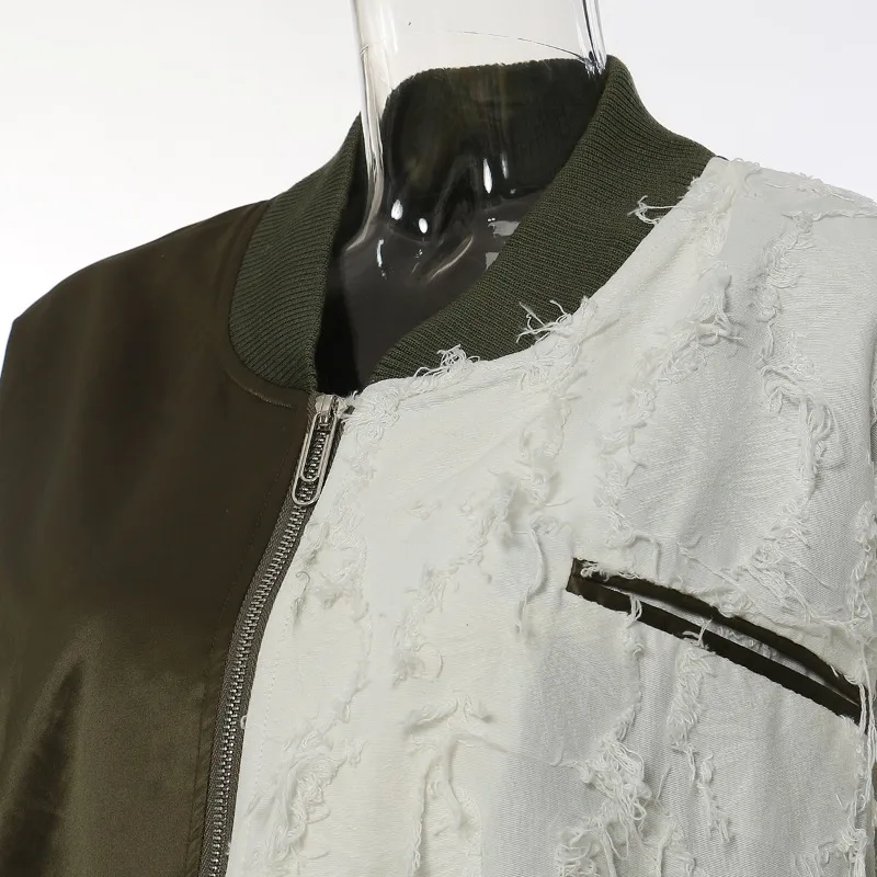Street Trendsetter Jacket with Heavy Stitching and Contrasting Tassel Bomber Jacket