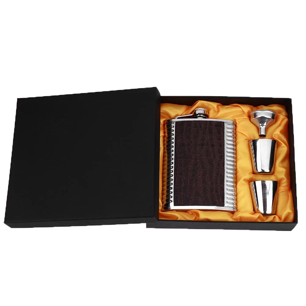 8oz Whiskey Flagon Stainless Steel Mini Drinking Container Barware with 1 Funnel 2 Cups Corrosion Resistant for Camping Picnics